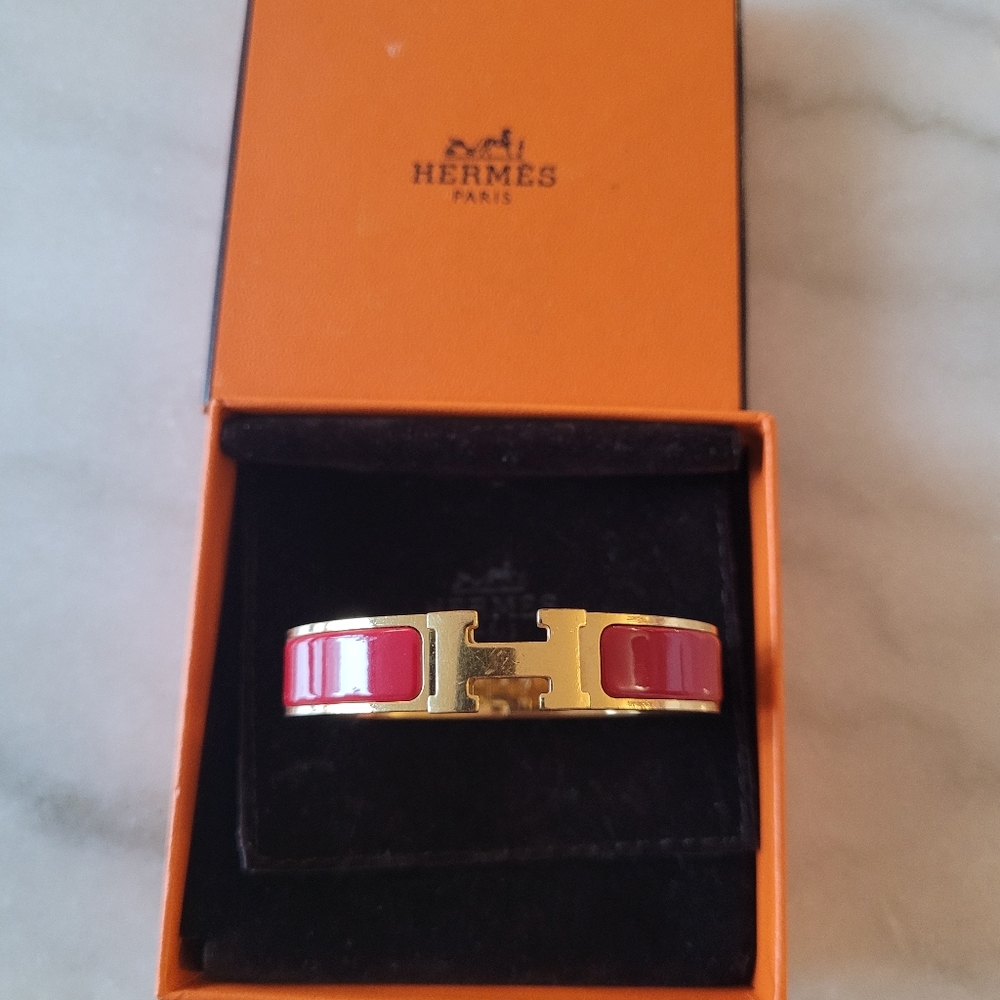 SOLD ON EBAY Hermes clic clac h narrow pm red gold PM size